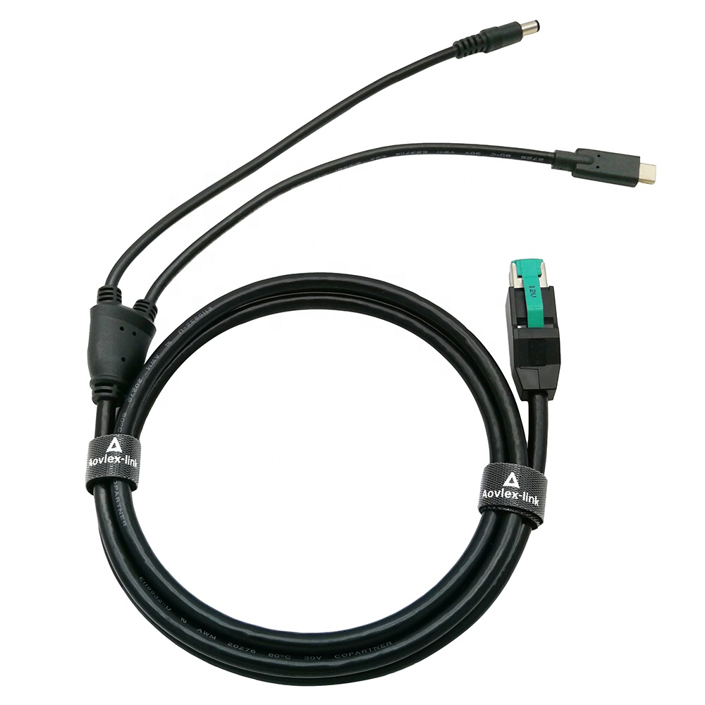 powered usb 12V to DC & USB type-C cable