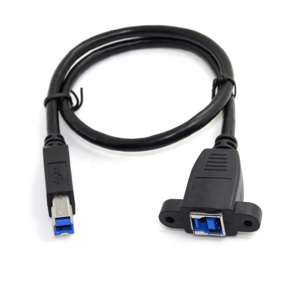 USB 3.0 type B male to female printer extension cable with screw locking