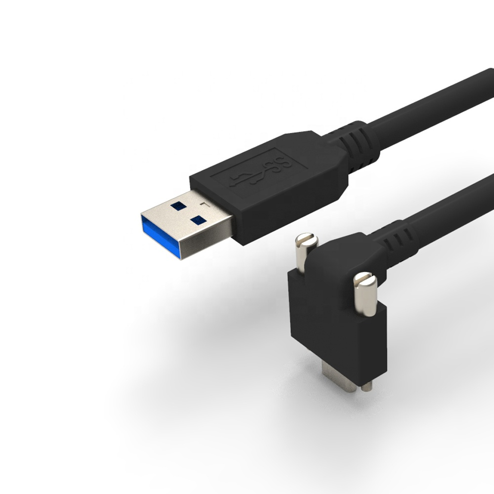USB3.0 A male to right angle type c male with lock cable