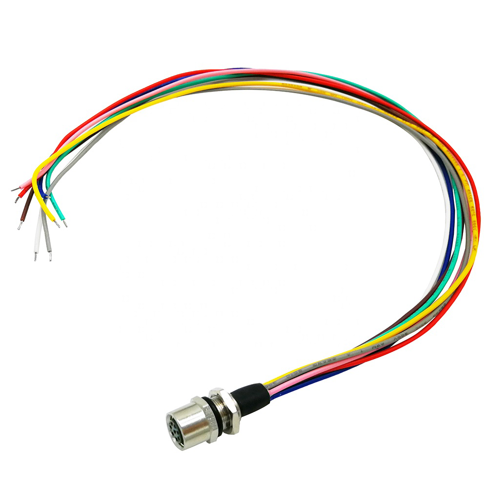m8 panel connector 8pin female to oepn cable